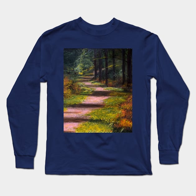 Stourton Woods, original artwork acrylics on board Long Sleeve T-Shirt by JonDelorme